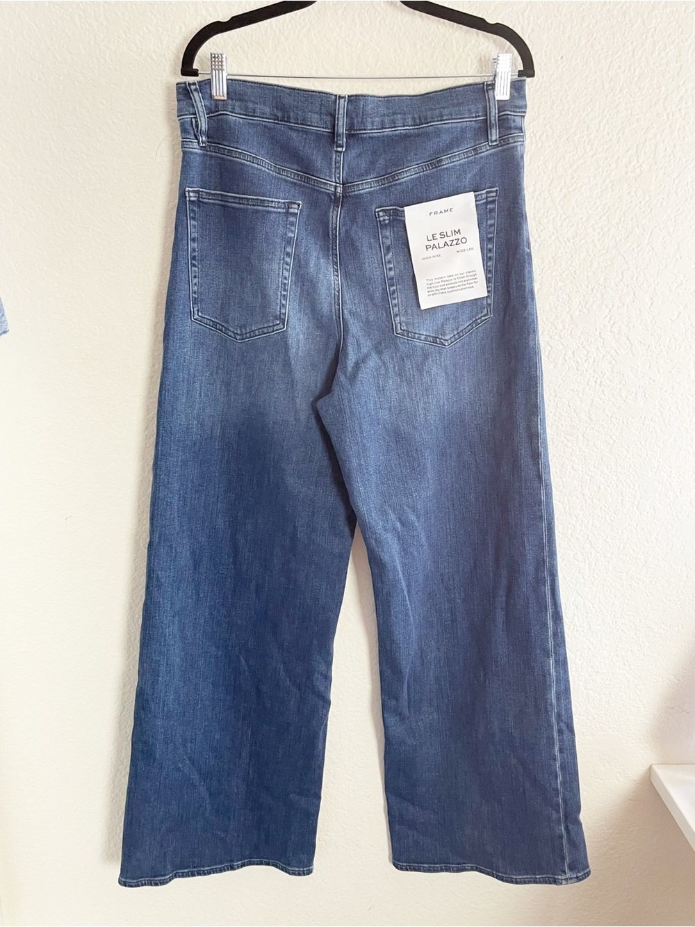 FRAME Le Slim Palazzo high-rise, wide-leg denim jeans in a medium blue wash 32 - Picture 5 of 9